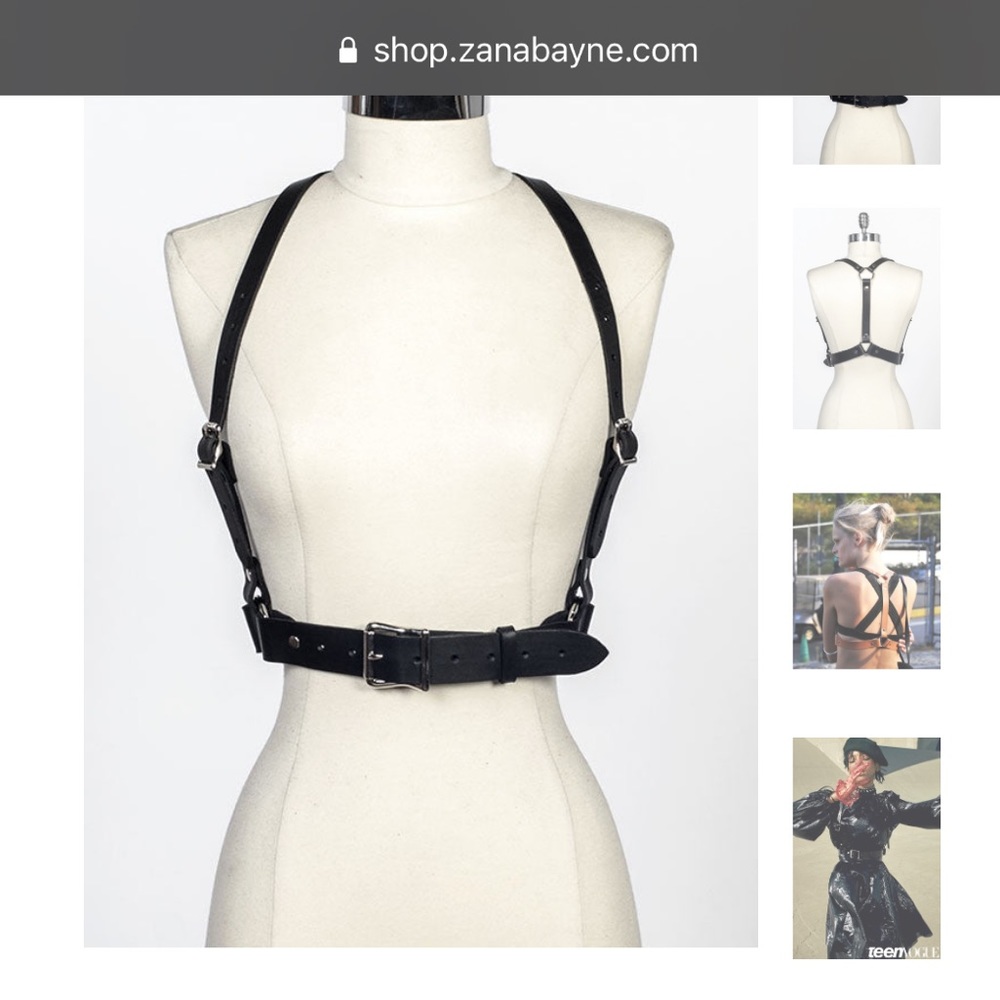 Zana Bayne signature harness in wider leather style black leather